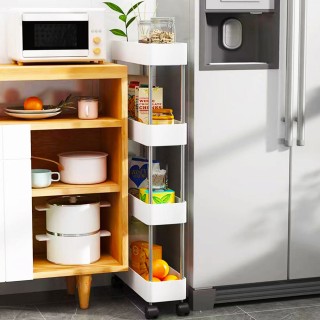 BAKAJI Πολυλειτουργικό Καρότσι Αποθήκευσης με 4 Ράφια 40 x 13 x 85 ... BAKAJI Πολυλειτουργικό Καρότσι Αποθήκευσης με 4 Ράφια 40 x 13 x 85 ...