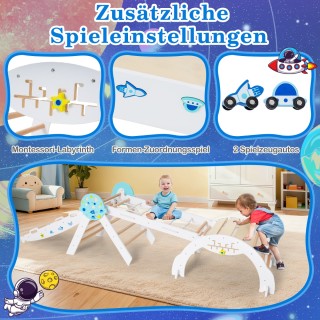 Costway Σετ Μοντεσσόρι 9 σε 1 με Λευκό Τρίγωνο Αναρρίχησης, Τόξο Αν...