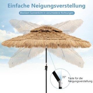 Costway Ομπρέλα Κήπου Χαβάη 270 cm με LED Ηλιακό Φωτισμό και Διπλή ...