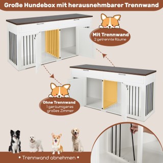 Costway Πολυλειτουργικός Λευκός Κλουβί Σκύλου με 2 Πόρτες & Συρτάρι...