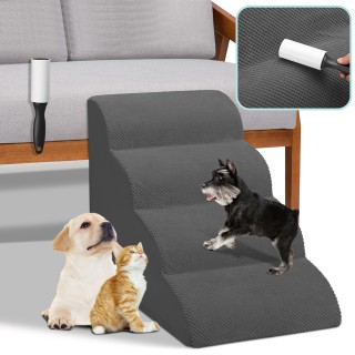 BAKAJI  Σκάλα για Κατοικίδια Γκρι 4 Σκαλοπάτια για Γάτες και Σκύλου...