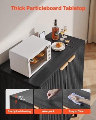 VEVOR Μαύρο Μπουφέ-Ντουλάπι Καφέ 80 x 37.5 x 80 cm με Πτυχωτή Επιφά... VEVOR Μαύρο Μπουφέ-Ντουλάπι Καφέ 80 x 37.5 x 80 cm με Πτυχωτή Επιφά...