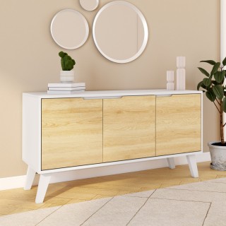 Ξύλινος Μπουφές Vigo με 3 Πόρτες 113 x 40 x 60 cm Λευκό & Ξύλο 301... Ξύλινος Μπουφές Vigo με 3 Πόρτες 113 x 40 x 60 cm Λευκό & Ξύλο 301...