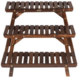 Costway Ανθεκτική Ραφιέρα Φυτών από Καρβονισμένο Ξύλο Έλατου με Τρε...