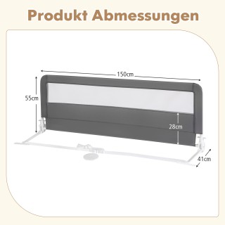 Costway 150 εκ. Πτυσσόμενο Παιδικό Κάγκελο Κρεβατιού με Αφαιρούμενο...