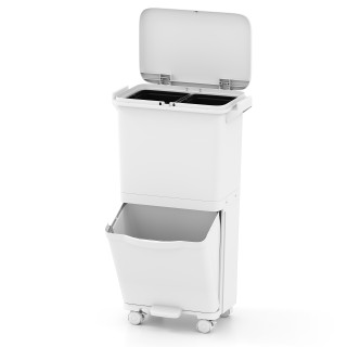 Costway Λευκός Κάδος Απορριμμάτων 36L με 2 Αφαιρούμενα Δοχεία και Α...