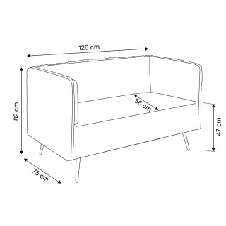 Galileo Διθέσιος καναπές μπορντό Sibilla 126x75x82 cm σε ξύλο με κά...