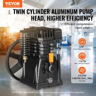 VEVOR  Κεφαλή Αντλίας Αεροσυμπιεστή 3HP 5.8CFM @ 90PSI Δίδυμος Κύλι...