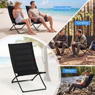 Costway Σετ 2 Πτυσσόμενες Καρέκλες Παραλίας με Μαξιλαρωτές Πλάτες &...