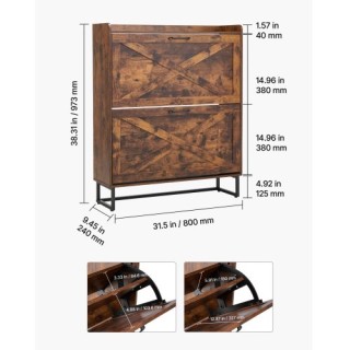 VEVOR Ντουλάπι Παπουτσιών με 2 Συρταρωτά Διαμερίσματα, Καφέ BCGBMJQ... VEVOR Ντουλάπι Παπουτσιών με 2 Συρταρωτά Διαμερίσματα, Καφέ BCGBMJQ...