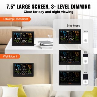 Ασύρματος Μετεωρολογικός Σταθμός VEVOR 7-σε-1 με Έγχρωμη Οθόνη 7.5,...