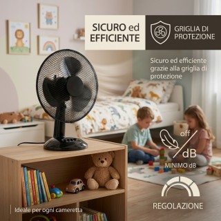 BAKAJI Επιτραπέζιος Ανεμιστήρας Διαμέτρου 30cm, Ισχύς 35W, Μαύρος, ...