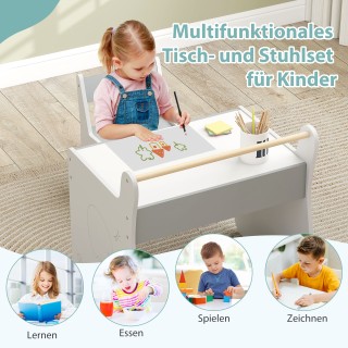 Costway  Παιδικό Σετ Έπιπλων 3 σε 1: Τραπέζι & Καρέκλα με Αναστρέψι...