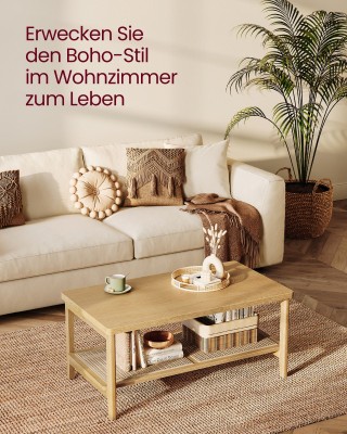 Τραπεζάκι Καφέ 2 Επιπέδων με Αποθήκευση, Boho Στυλ, Δρύινο Μπεζ 55 ... Τραπεζάκι Καφέ 2 Επιπέδων με Αποθήκευση, Boho Στυλ, Δρύινο Μπεζ 55 ...