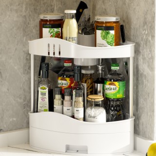 BAKAJI  Γωνιακή Ραφιέρα 2 Ράφια 1 Συρτάρι Πολυχρηστική Μονάδα Ραφιώ...