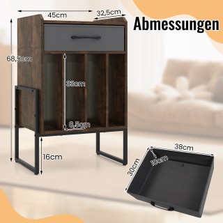 Costway Έπιπλο για πικάπ και δίσκους βινυλίου με 4 ράφια, χωρητικότ...