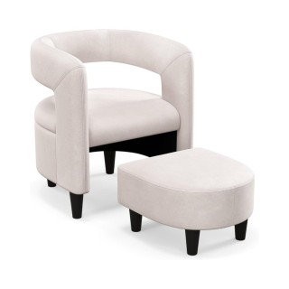 Costway Άνετη πολυθρόνα με υποπόδιο επενδυμένη με βελούδο & οθωμαν... Costway Άνετη πολυθρόνα με υποπόδιο επενδυμένη με βελούδο & οθωμαν...