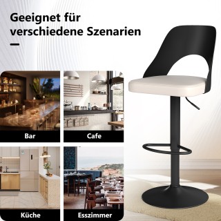 Costway Σετ 2 Περιστρεφόμενα Ρυθμιζόμενα Σκαμπό Bar με Μαύρο Τεχνοδ...