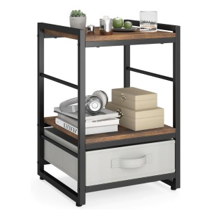 Costway Πολυλειτουργικό Κομοδίνο με Βιομηχανικό Στυλ και Υφασμάτινο...