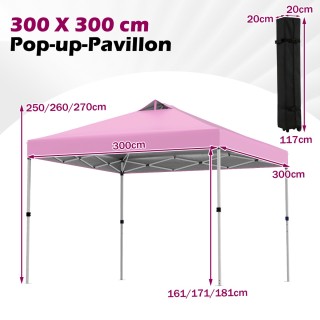 Costway Αναδιπλούμενο κιόσκι Pop-Up 3 x 3 μ. με 4 σακιά άμμου, πασσ...