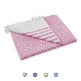 Galileo Telo mare Pareo με κρόσσια και διακόσμηση κοχυλιών 100% βαμ...