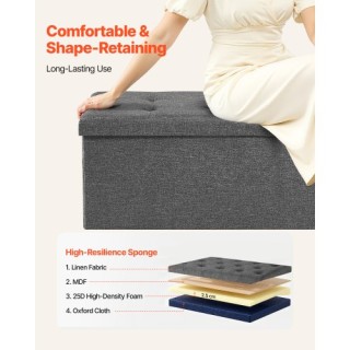 VEVOR Πτυσσόμενο Σκαμπό-Παγκάκι Αποθήκευσης με Πλαινές Θήκες, Υφασμ...