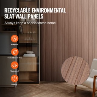 VEVOR  Γκρι Δρύινα Ακουστικά Πάνελ 8 Τεμ 96x6 ιντσών  WPCBTQBHXML95...