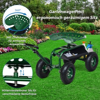 Costway  Πολυχρηστικό Καρότσι Κήπου με Ρυθμιζόμενο Χερούλι και Εργο...