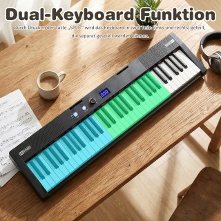 Costway Σετ Ηλεκτρονικού Πληκτρολογίου 61 Πλήκτρα με Ρυθμιζόμενη Βά...