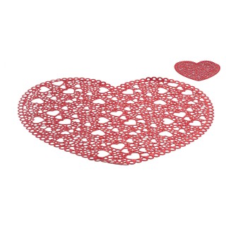 Villa dEste Home Σετ 2 Σουπλά και 2 Σουβέρ από PVC με Καρδιές 5924525