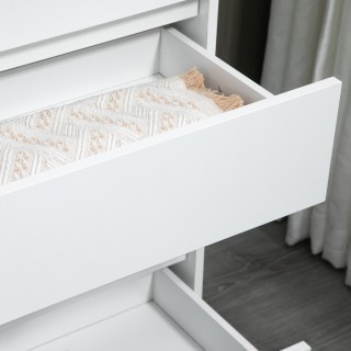 HOMCOM  Συρταριέρα 5 Συρταριών Μίνιμαλ από Ξύλο, 80x40x109 εκ., Λευ...