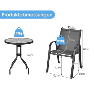 Costway Σετ επίπλων μπαλκονιού 3 τεμαχίων με τραπέζι μπιστρό και 2 ...
