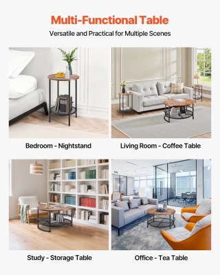 VEVOR Σετ 3 Στρογγυλών Τραπεζιών Καφέ, Βιομηχανικού Σχεδιασμού με Μ...