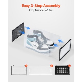 VEVOR Στοίβαξιμα Μαύρα Κουτιά Αποθήκευσης Παπουτσιών 12 τεμ. Νούμερ...