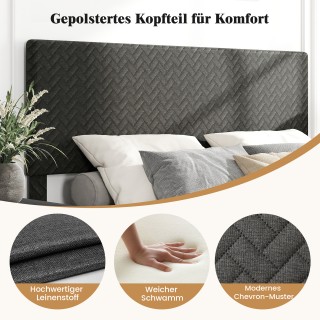 Costway Γκρίζιο Βελούδινο Κρεβάτι 160 x 200 εκ. με Ρυθμιζόμενο Κεφα...