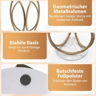 Costway Μινιμαλιστικό γυάλινο τραπεζάκι σαλονιού με γεωμετρική χρυσ...