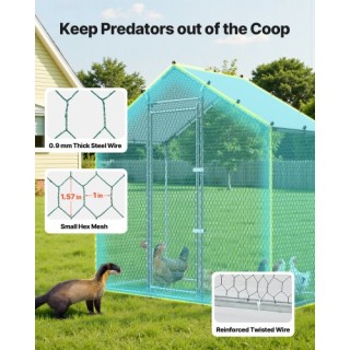 VEVOR Μεταλλικό Κοτέτσι 2 x 1 x 2 μ, Περπατήσιμο Στέγαστρο με Αδιάβ...