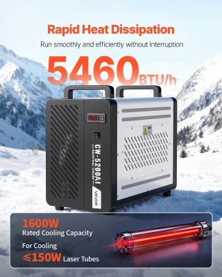 VEVOR Βιομηχανικός Ψύκτης Νερού 1600W με Συμπιεστή, Μέγ. Ροή 16 L/m...