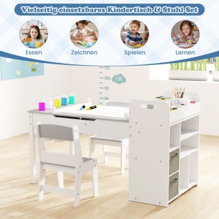 Costway Πολυλειτουργικό Παιδικό Τραπέζι Τέχνης με Αποθηκευτικούς Χώ...