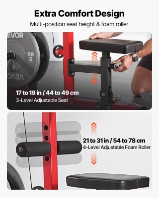 VEVOR Πολυμηχάνημα LAT Pull Down με ρυθμιζόμενο κάθισμα και ρολό αφ...