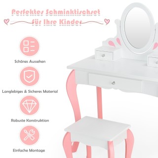 Costway  Σετ Παιδικού Καθρέφτη και Σκαμπό με Περιστρεφόμενο Καθρέφτ...