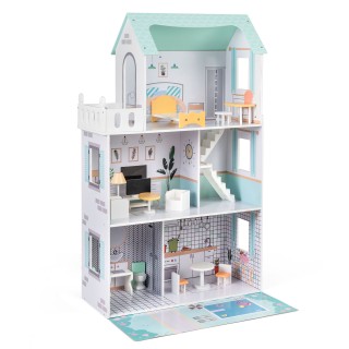 Costway Ξύλινο Κουκλόσπιτο με 17 Κομμάτια Επίπλων & Σκάλες - Πράσιν... Costway Ξύλινο Κουκλόσπιτο με 17 Κομμάτια Επίπλων & Σκάλες - Πράσιν...