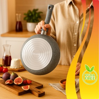 BAKAJI Σετ 3 Τηγάνια Primolla 20-24-28cm από Αλουμίνιο Εφέ Πέτρας γ...