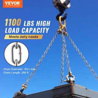 Αλυσίδα VEVOR Ψευδαργύρου 3/16 x 250 1100lbs  WGAQLTG250FTWFOTCV0