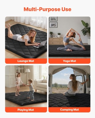 VEVOR Ιαπωνικό Στρώμα Τατάμι Queen Size Μαύρο 2032 x 1524 x 89 mm B...