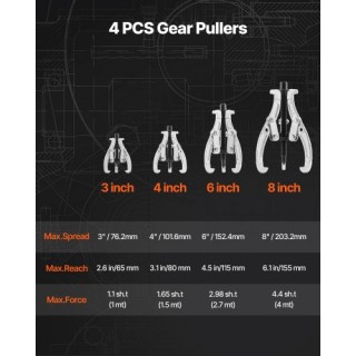 VEVOR Σετ Εξολκέα Γρανάζι VEVOR, 3 Σαγωνιών με Αναστρέψιμα Σαγόνια,...