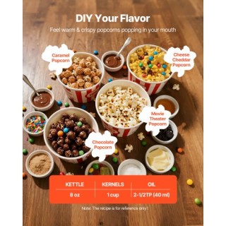 VEVOR Μηχανή Παραγωγής Ποπκόρν με Καρότσι 800W Μαύρο CSBMHJHS8OZWX2...