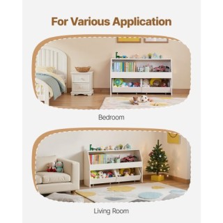 VEVOR Λευκή Ξύλινη Παιδική Βιβλιοθήκη με Αποθηκευτικούς Χώρους ETCW...