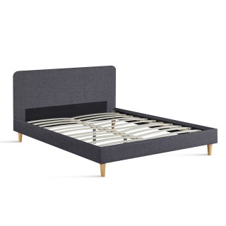 Διπλό Κρεβάτι Evy με Ξύλινα Πόδια - 160x200 cm Γκρι 30130589 Idomya Διπλό Κρεβάτι Evy με Ξύλινα Πόδια - 160x200 cm Γκρι 30130589 Idomya