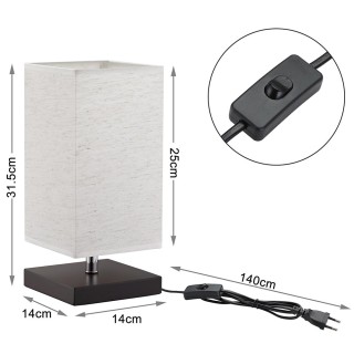 BAKAJI Επιτραπέζιο φωτιστικό κομοδίνου από ξύλο και γκρι ύφασμα 32... BAKAJI Επιτραπέζιο φωτιστικό κομοδίνου από ξύλο και γκρι ύφασμα 32...